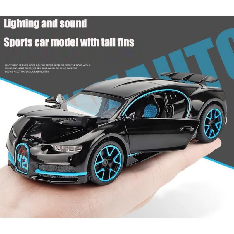 1/32 Bugatti Diecast Alloy Car Model Metal Pull Back Simulation Car Toy Boy Sports Car  Acousto-optic With To Open The Door Gift Car Toy