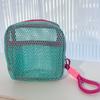 Portable Cosmetic Bag Square Mesh Storage Pouch Zipper Closure Bright Colors Mini Zipper Coin Purse Stationery Case