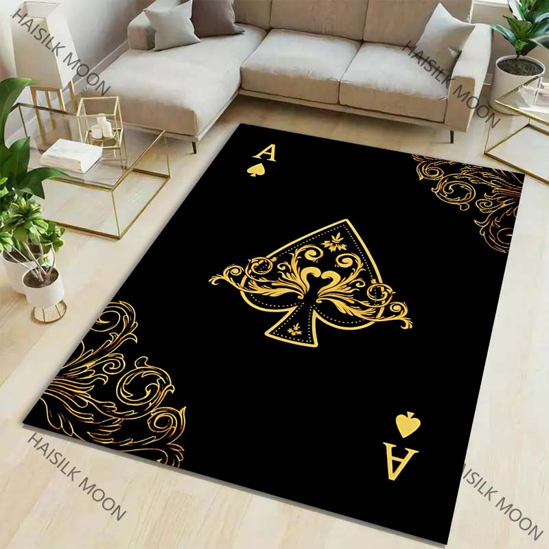 6 Styles Black Playing Card Ace of Spades Pattern Carpet for Living Room Bedroom Sofa Home Decor Non-slip Floor Mat Luxury Gift