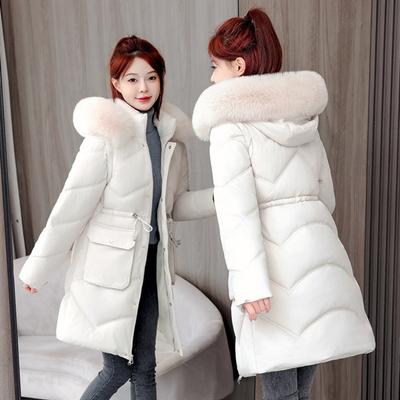 Removable Sleeve Cotton-padded Jacket for Women's Medium and Long Winter Thickened Large Fur-neck Cotton-padded Jacket for Women