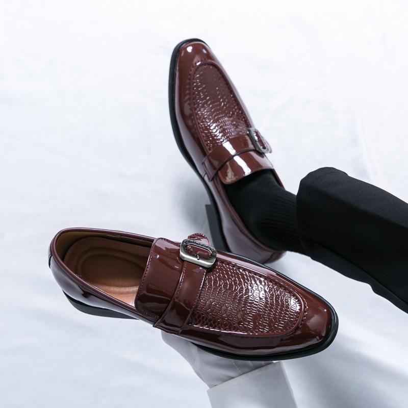 Fashion Men Business Dress Shoes PU Fashionable Buckle Leather Shoes European Style Fashionable Retro Loafers Size 38-46 Men Shoes