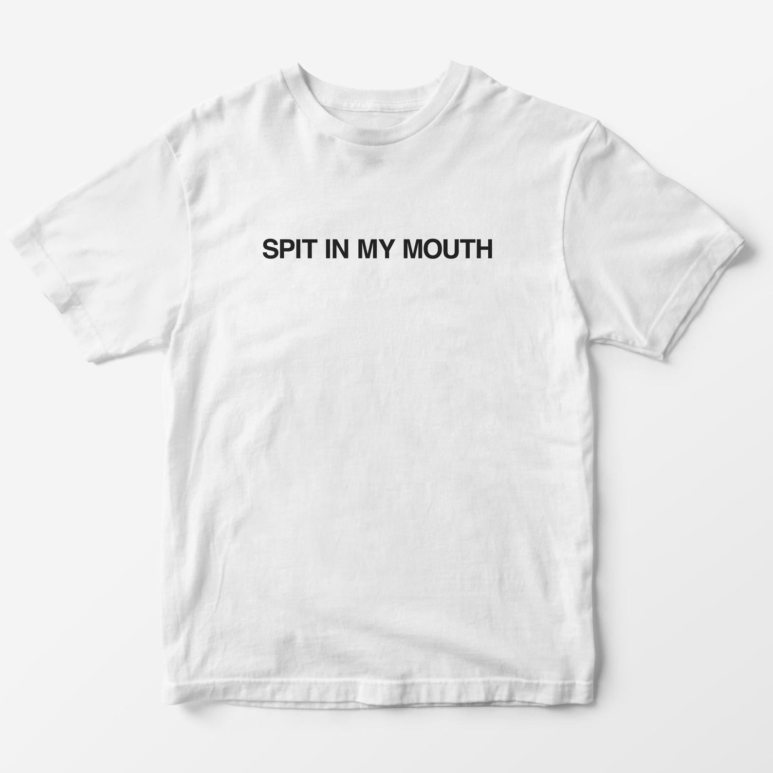 Y2K Graphic Tee:  Spit in my mouth  Funny Slogan T-Shirt L