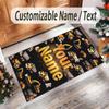 Construction Vehicles Theme Crystal Velvet Rug Personalized Custom Name Text Soft Floor Mat Home Decor