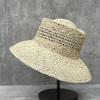 French Hollow Eaves Lafite Straw Hat Women'S Inner Buckle Type Summer Vacation Show Face Small Sun Hat Versatile