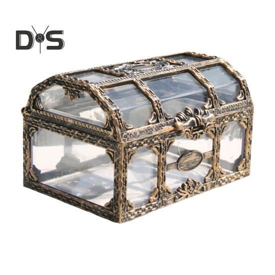 

Ретро-коробка для хранения ювелирных изделий, органайзер для косметики, прочная конструкция, прозрачный дизайн, прочная шкатулка для ювелирных изделий, чехол-органайзер бронзовый