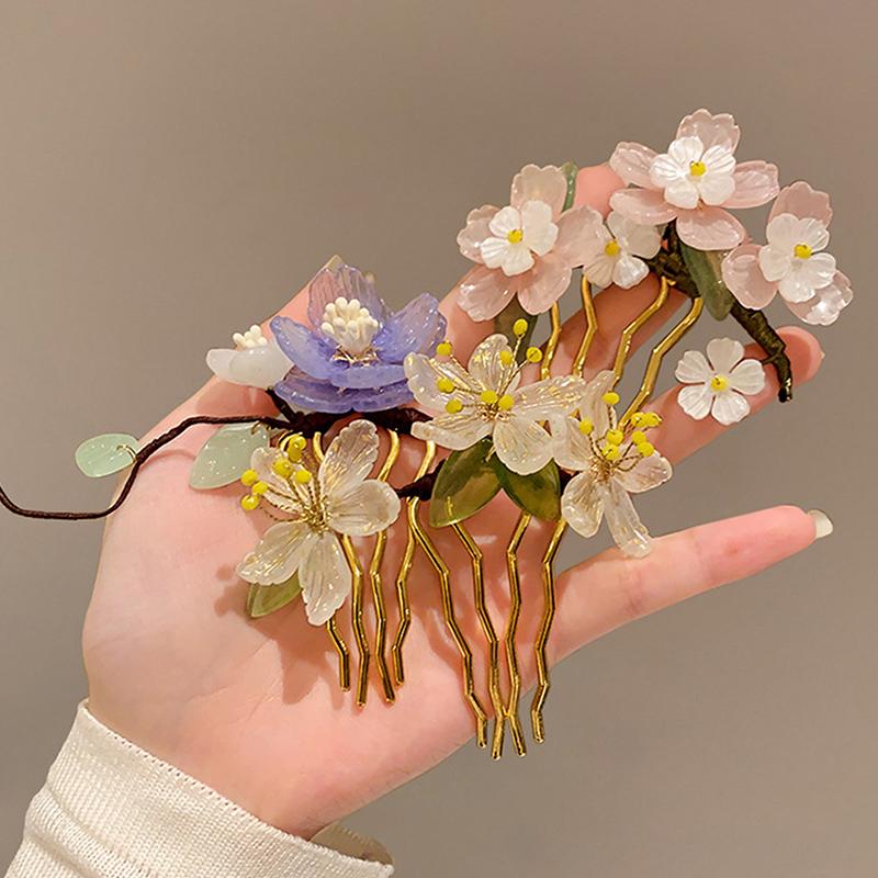Classical Hair Comb Chinese Style Hair Stick U Shape Flower Cheongsam Hairpin For Hanfu Accessories
