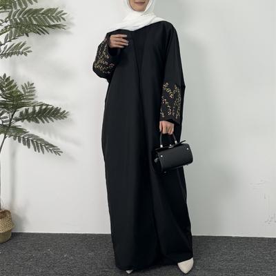 Bordado Frente Aberta Abaya Manga Longa Comprimento Maxi Vestido Roupas Femininas Cardigan Muçulmano Abayas Fora Kaftans Mulheres Jilbabs