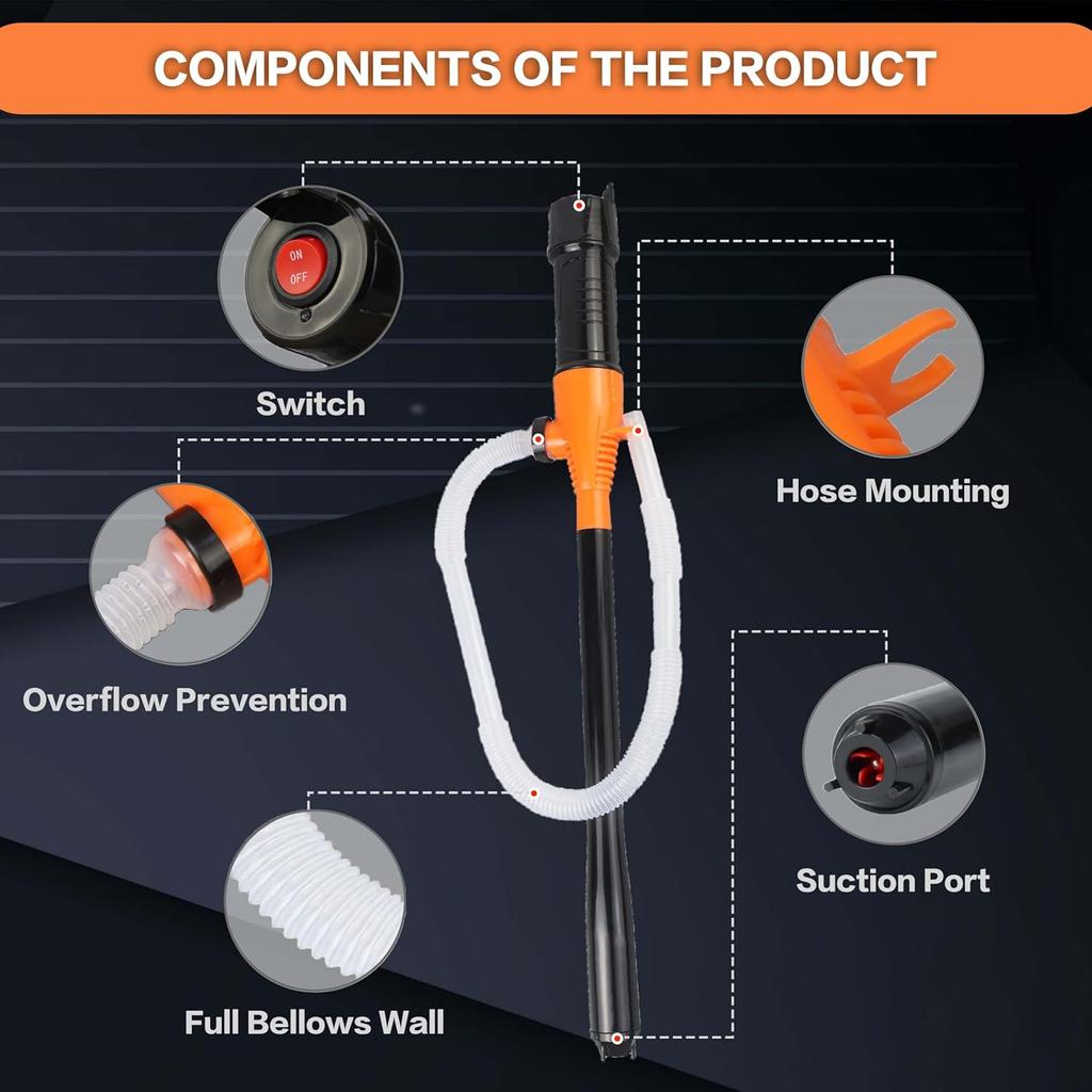SOLALI Portable Power Battery Pump, Fuel/Water Transfer Pump, 2.2 Gallons Per Min, Battery Operated Electric Siphon Pump for Gas Fuel Diesel