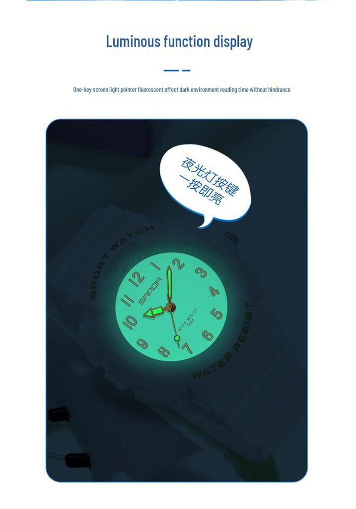Sanda Unisex Student Sport Watch: Fashionable, Academy Style, Large Dial, Luminous, Waterproof Quartz Watch.