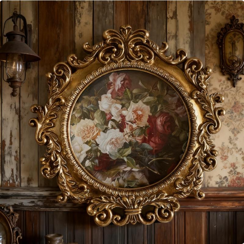 Luxury Vintage American Round Resin Photo Frame Wall/Table Display Elegant Home Decor Wedding Gift Handmade Art