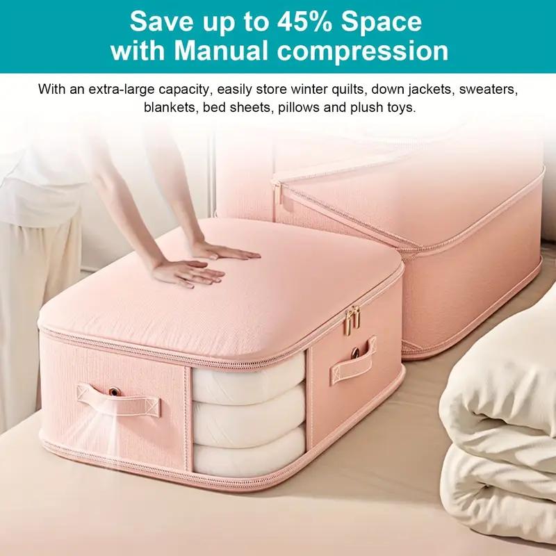 Large Capacity Oversized Portable Compression Storage Bag, Suitable for Clothes, Quilts, Pillows,  Duvets,Space-Saving Organizer Helper