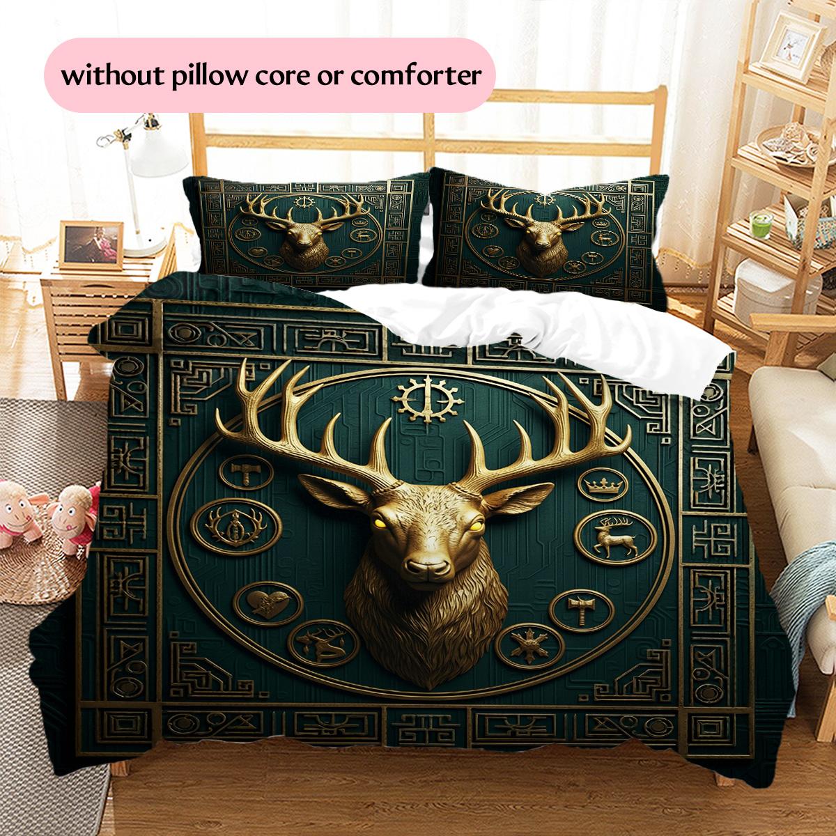 

Golden Relief Animals Pattern Bedding Quilt Set Home Decoration Gift (1 * duvet cover + 2 * pillowcase without core) 135x200cm
