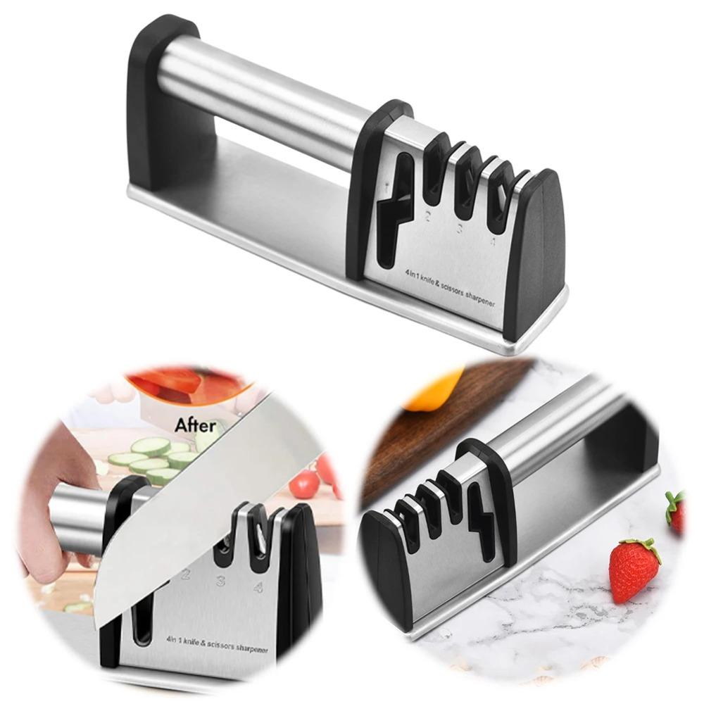 Professional Kitchen Sharpening Stone Manual Whetstone Kitchen Gadgets 4 In 1 Sharpener Restaurant