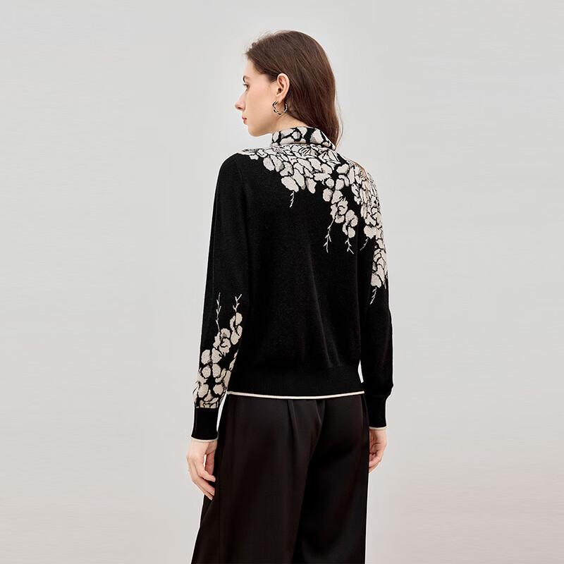 Tachi Damen Eleganter Jacquard Rollkragenpullover