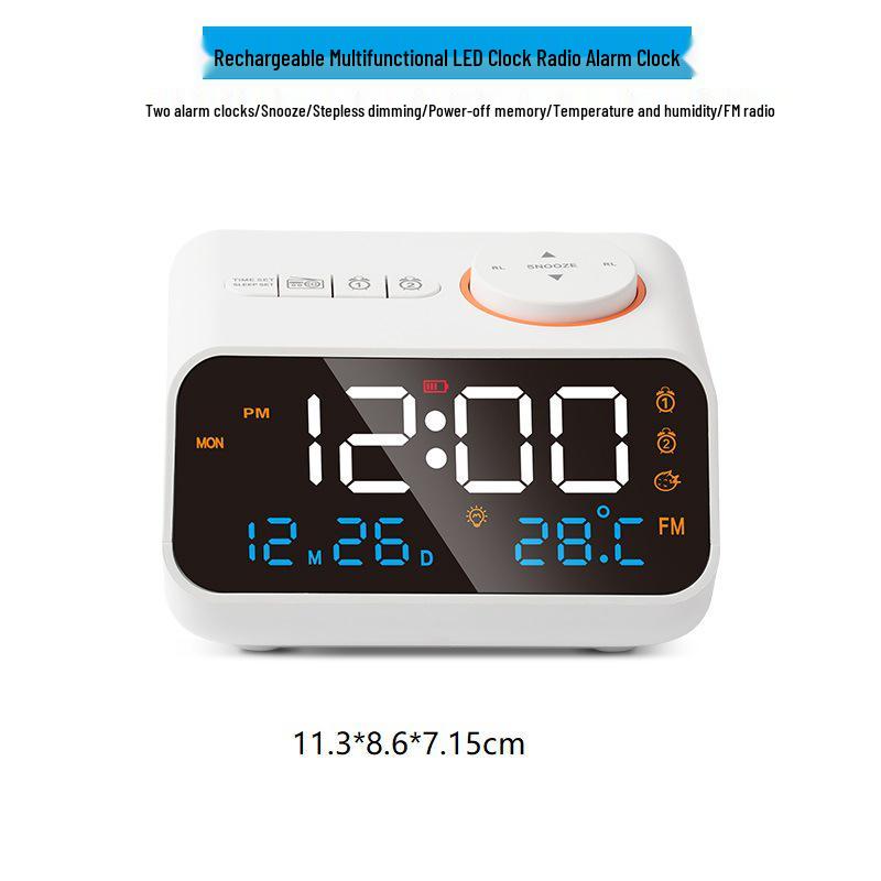 LED Voice-Controlled Alarm Clock Radio with FM, Temperature, and Humidity Display.