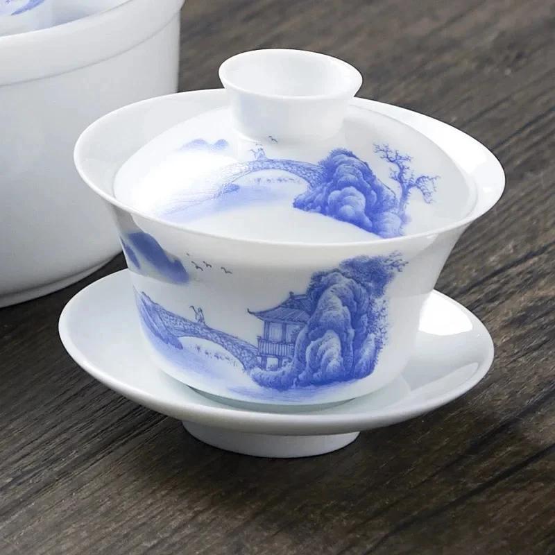 Chinese Traditions Gai Wan Tea Set Bone Tea Gaiwan Tea Porcelain Pot Set , de soupière, tasse à thé Kung Fu, service à thé