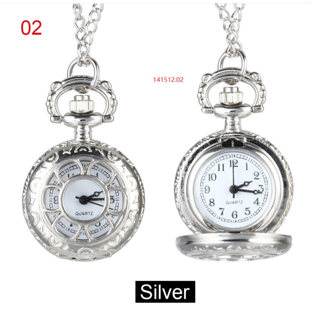 Orologio da tasca moda retrò per uomo donna, bronzo, quarzo, lega, cassa cava con ingranaggi scolpiti, con catena