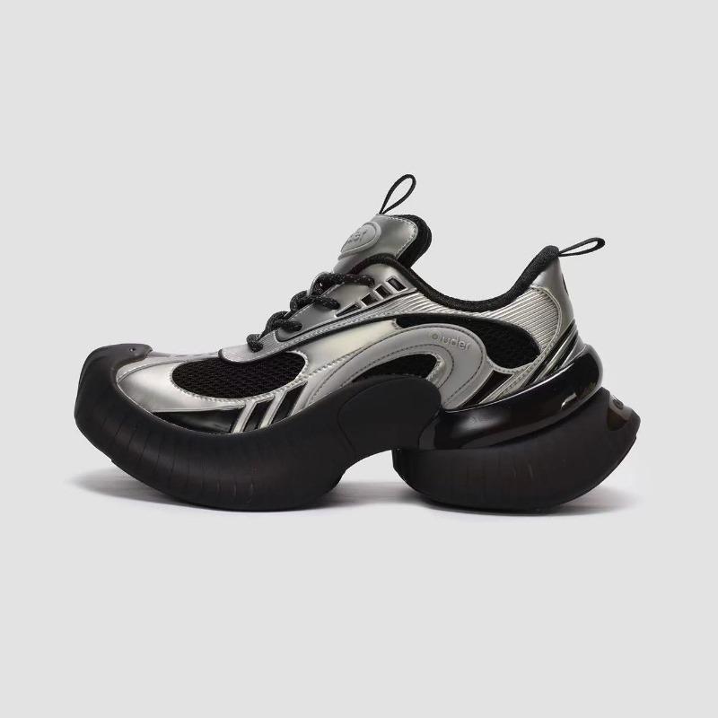 

Streamer running shoes women s breathable sneakers thick-soled heightening silver dad shoes 40 чёрный