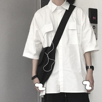Short Sleeve Shirt Women White Turn Down Collar Basic Casual Teen Gril Student Oversize Shirt Ladies Loose Blouse
