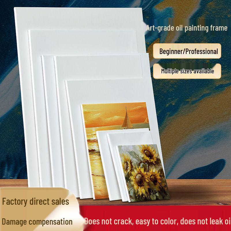 Beginner Acrylic Gouache Oil Painting Canvas with Solid Wood Frame