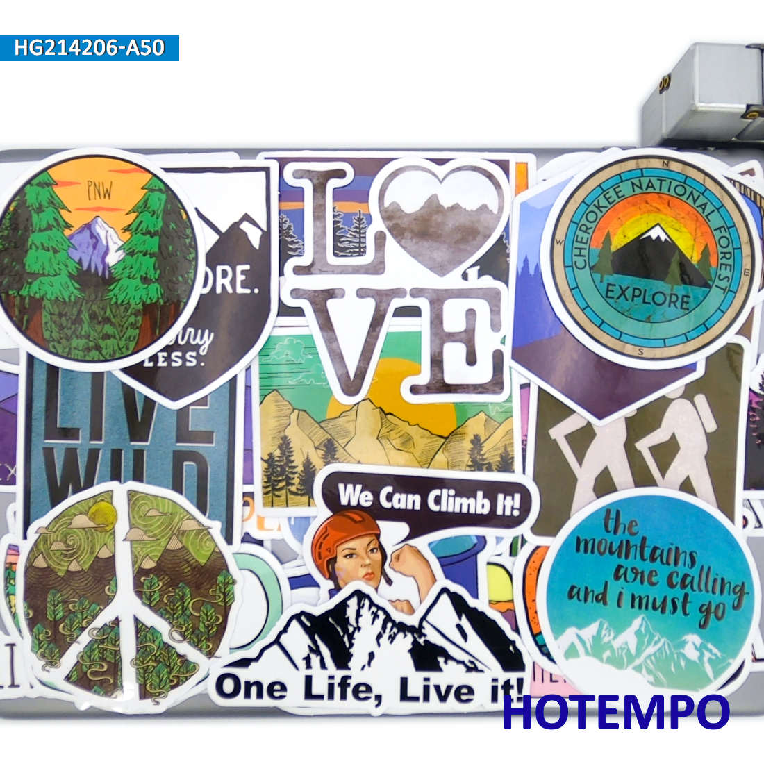 Wereldreis Stickers Set Klimmen Kamperen Wandelen Buiten Avontuur Voor Laptop Auto Telefoon Motorfiets Grappig Sticker Pakket 50 Stuks