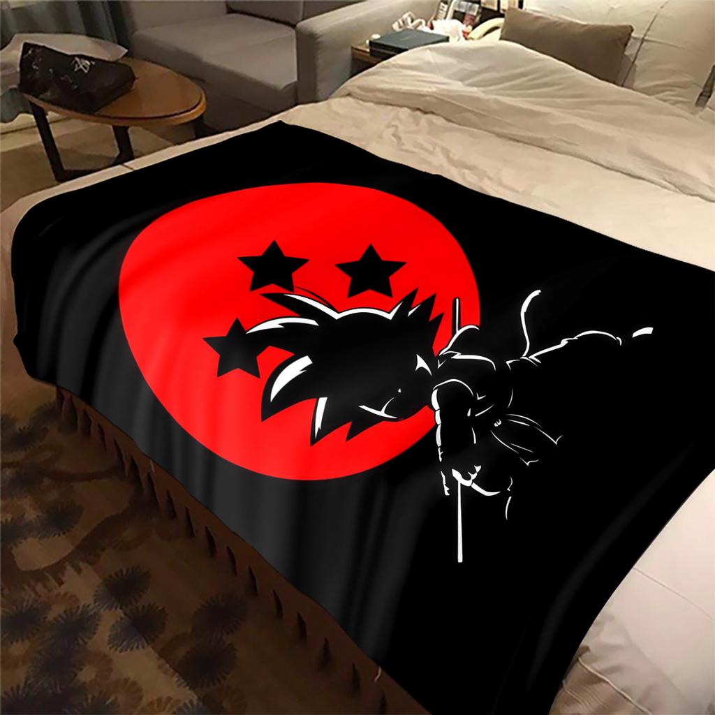 1 Stück Süße Cartoon Son Goku Aufdruck Flanelldecke, Hohe Qualität für Alle Jahreszeiten, Heimdekoration, Wärme und Komfort, Perfekt für Weihnachtsgeschenke