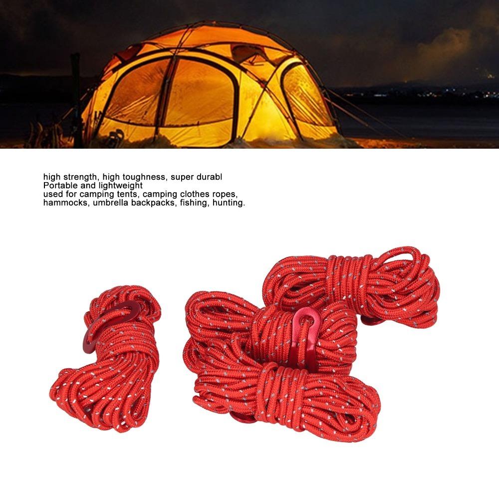 10Pcs High Strength Camping Cord Nylon Outdoor Guy Lines Reflective Tent Rope  Hiking Backpacking красный