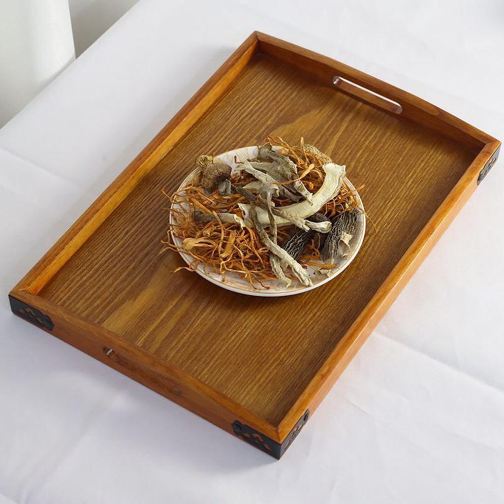 Wooden Serving Tray with Handles Wood Tea Tray Food Tray for Breakfast Coffee Dessert Snack Platter Home Coffee Table