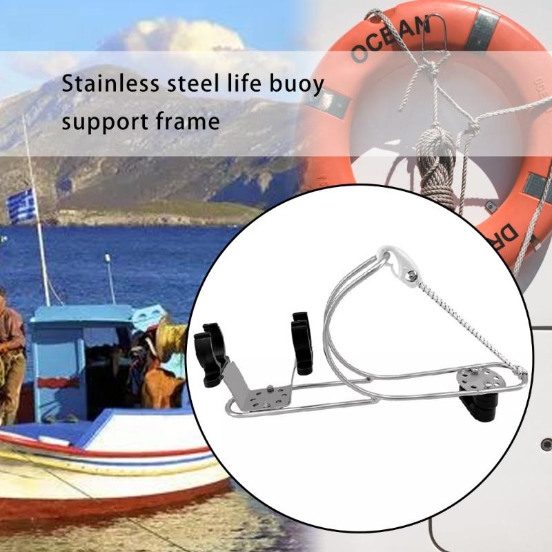 Marine Stainless Steel Life Buoy Bracket Life Buoy Holder Buoy Bracket Rings Rope Bracket Steel Life Buoy Rack