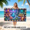 Dinosaur Theme Quick Dry Beach Towel Custom Name Text Print Large Sand Resistant Towel Beach Vacation