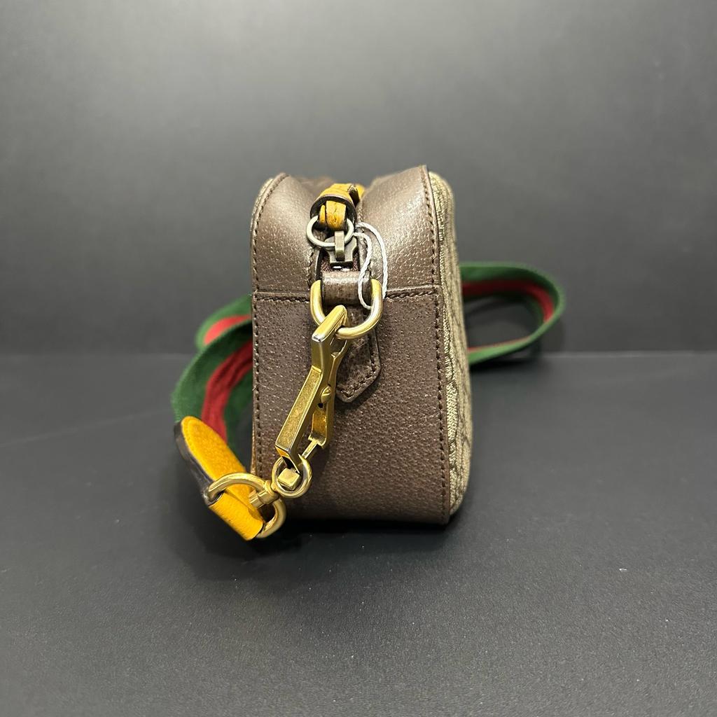 [Pre-Owned] Neo Vintage Series Gold Foil Logo Metal Tiger Head Monogram Canvas And Leather Camera Bag - Very Good #1GN9U3Z