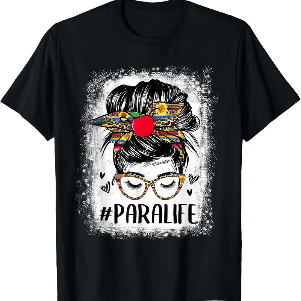 

Bleached Teacher Para Life Paraprofessional Cute Messy Bun T-Shirt XXXL чёрный