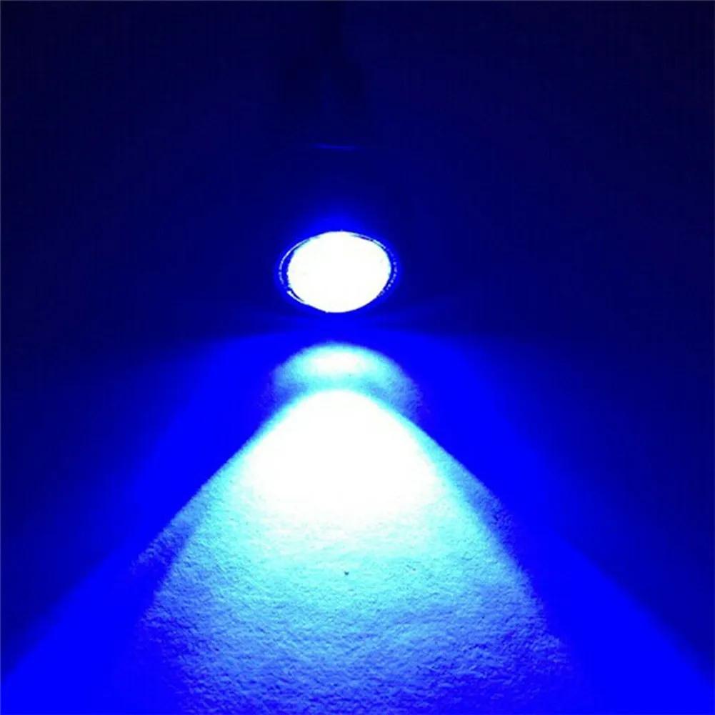 4Pcs 12V Marine Boat Transom LED Stern Light Round LED Tail Lamp Silver Waterproof Underwater Runner  Side Marker Lights Blue