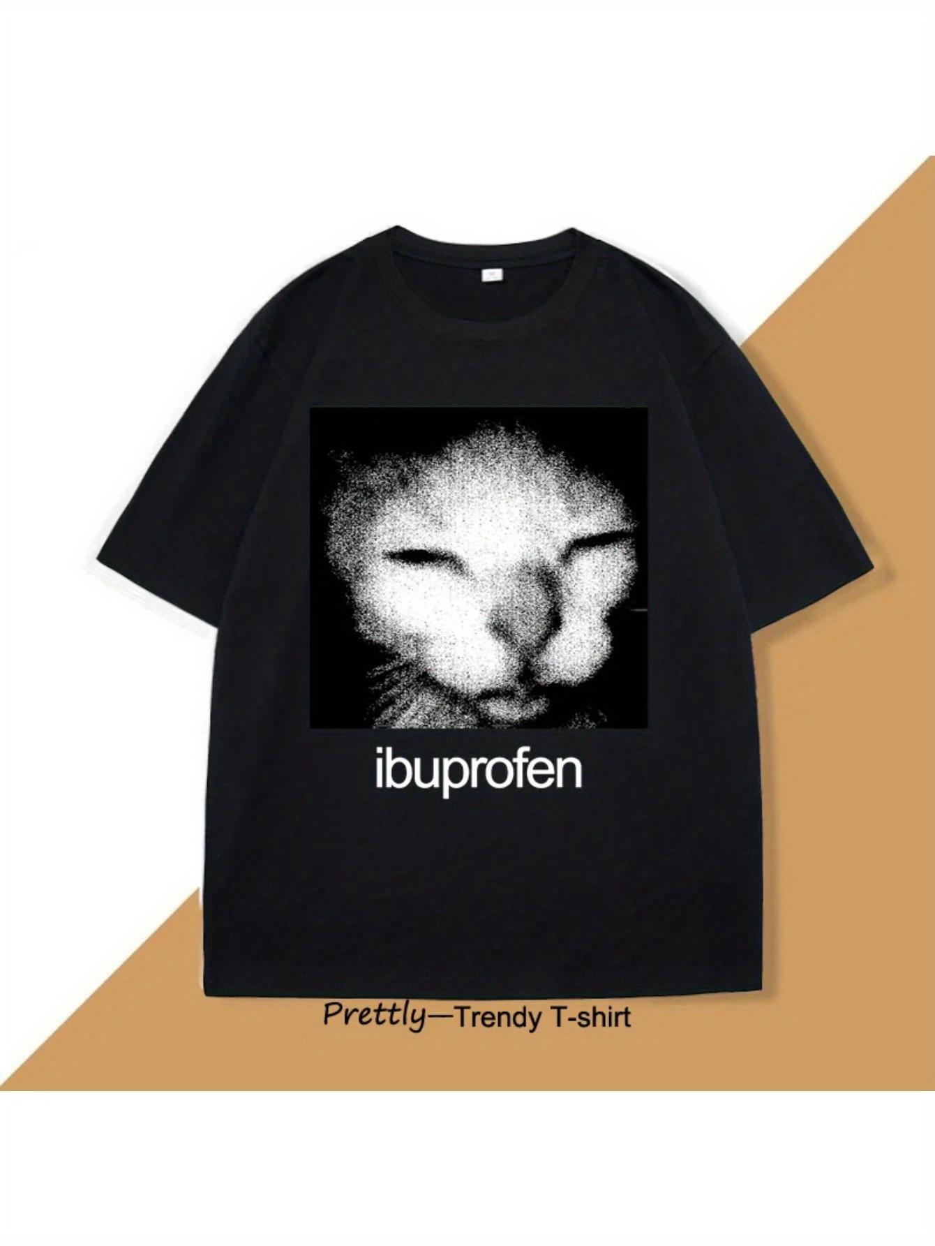 

Sellowater Ibuprofen Cat meme T-shirt Fun Ibuprofen graphic Tee white crew neck shirt for men and women lightweight street top 4XL