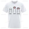 Rock Paper Scissors Funny Cat Graphic T Shirts Men Woman Fashion TShirt Casual Crewneck Tops Summer Cotton Loose T Shirt