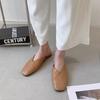 Fashion Women Mules Summer Elegant Square Closed Toe Flat Slippers Female Casual Leather Elegant Comfortable Slides Plus Size 35-43