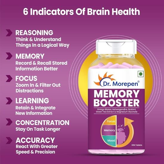 DR. MOREPEN Memory, Focus & Mood Tablets Enriched With GABA, Ashwagandha, Chamomile & Brahmi-Vitamins B1, B2, B3, Magnesium