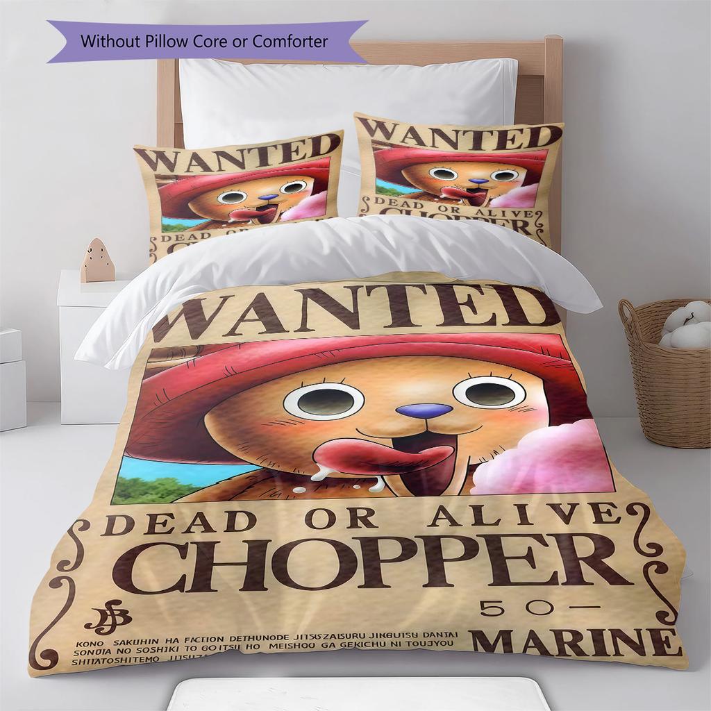 Ensemble de literie motif Tony Tony Chopper One Piece Couette Housse de couette Taie d'oreiller Cadeau d'anniversaire pour la maison(1 housse de couette + 2 taies d'oreiller, sans garniture.)