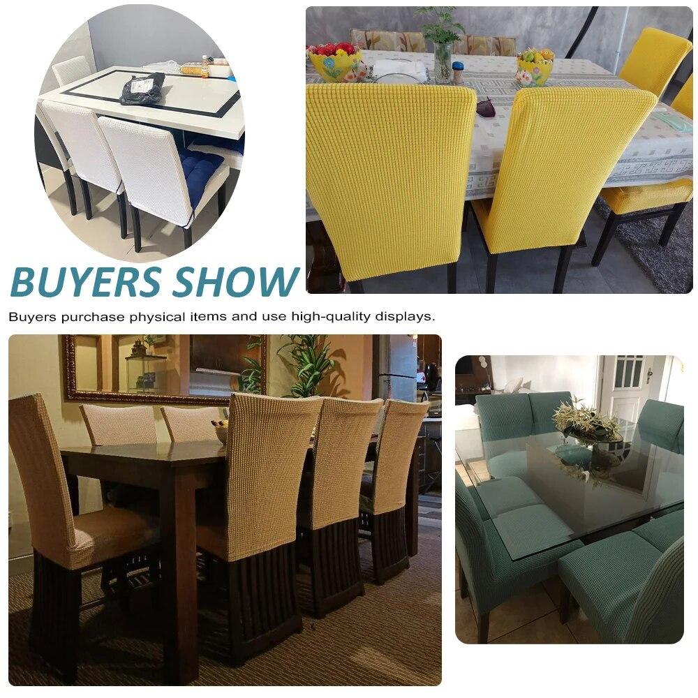 2PCS Waterproof Dining Chair Cover Polar Fleece Stretch Chair Slipcover Solid Chair Cover for Kitchen Banquet Wedding Home