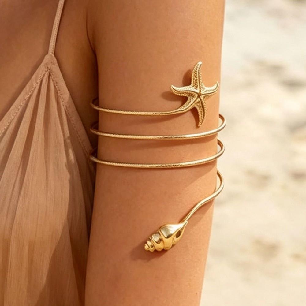 Starfish Upper Arm Cuff Bracelet Gold Color Spiral Arm Bracelet Vintage Cuff Arm Ring Gifts