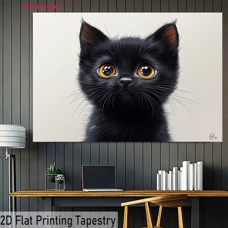 2D Cute Black Kitten Backdrop Pet Lovers Photography Decoration