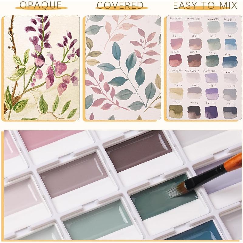 1 SET Fuumuui 24-Farben Deckende Halbfeuchte Solide Aquarellfarbe Set Künstlerbedarf für Künstler Anfänger Malerei Hobbyisten Malerei