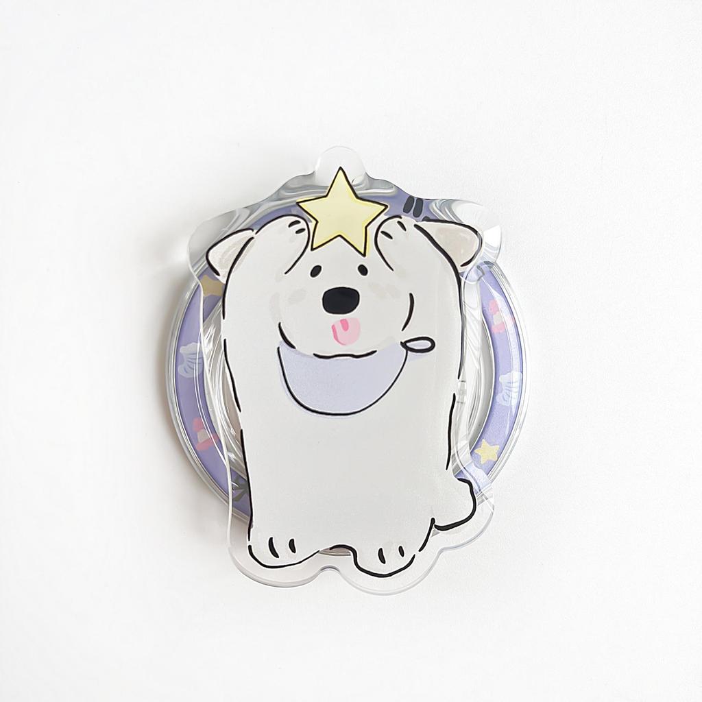 Cartoon Puppy Magnetic Phone Holder – Retractable Desktop Acrylic Stand