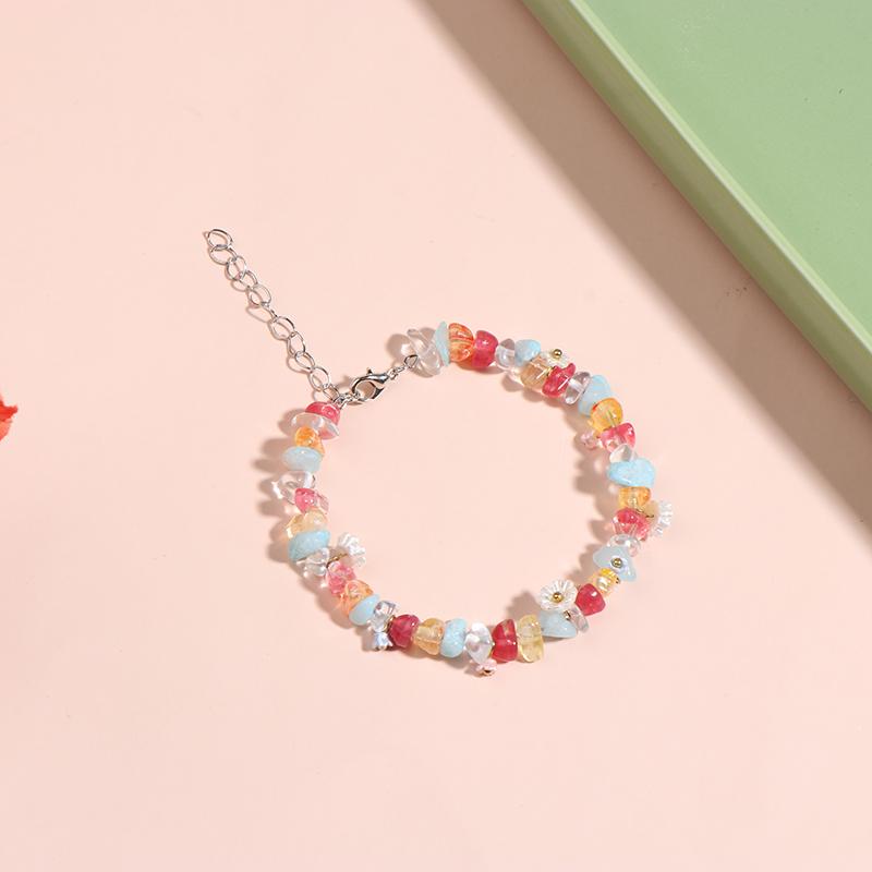 Mini Colorful Flower Necklace Bracelet Charm Beaded Jewelry For Women Spring Gifts