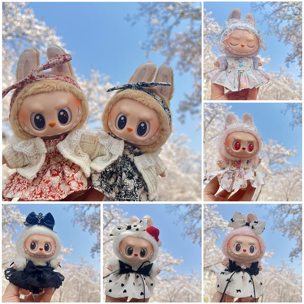 For 17cm Labubu Doll Clothes Lolita Dress Doll Clothes Color Match Dresses Dolls Accessories Cute Decoration Little Clothes