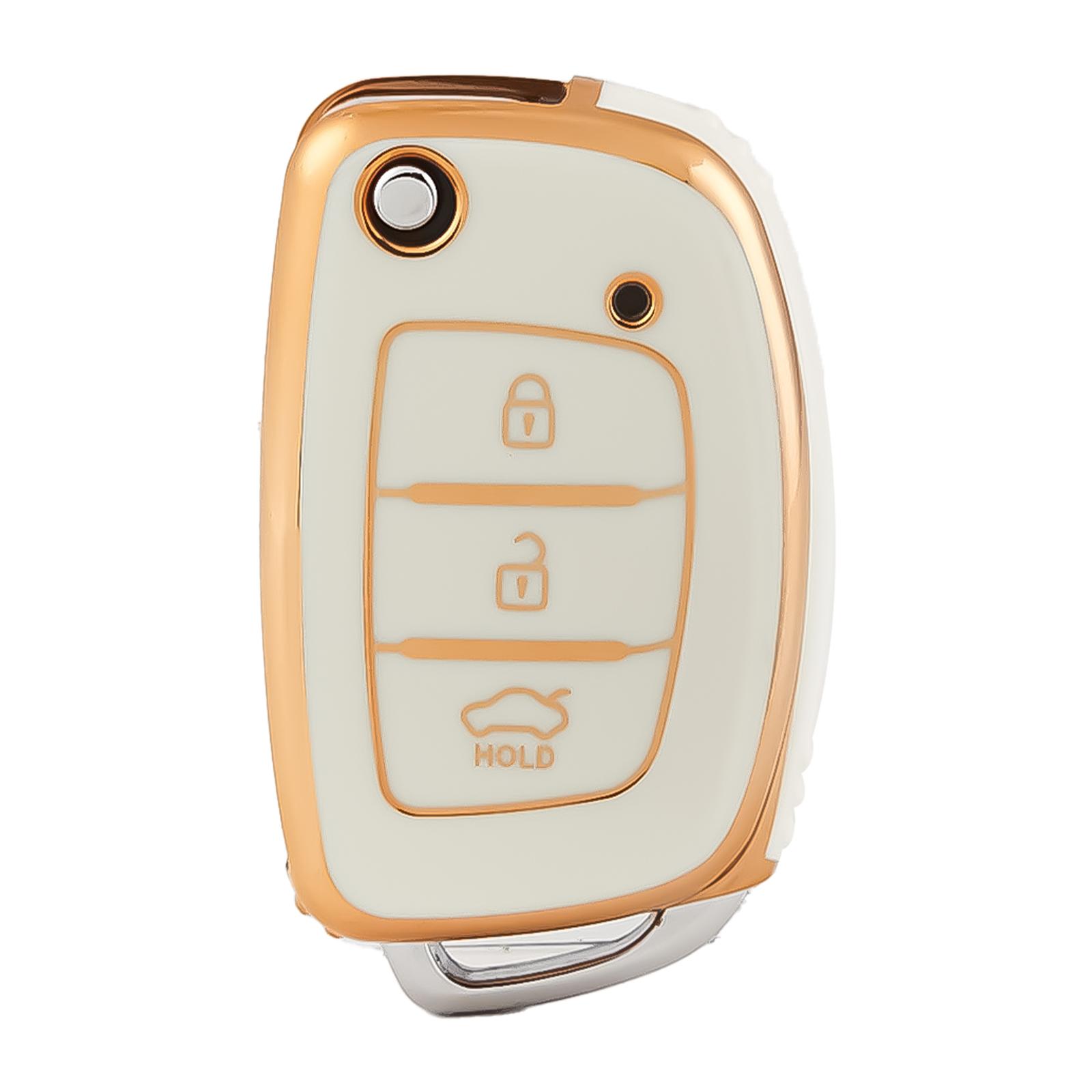 

Flip Folding Key 3Button TPU Car Key Case Cover for Hyundai Sonata Ix35 IX45 IX25 I10 I20 I30 HB20 Key Shell Fob Car Accessories біле золото кольору