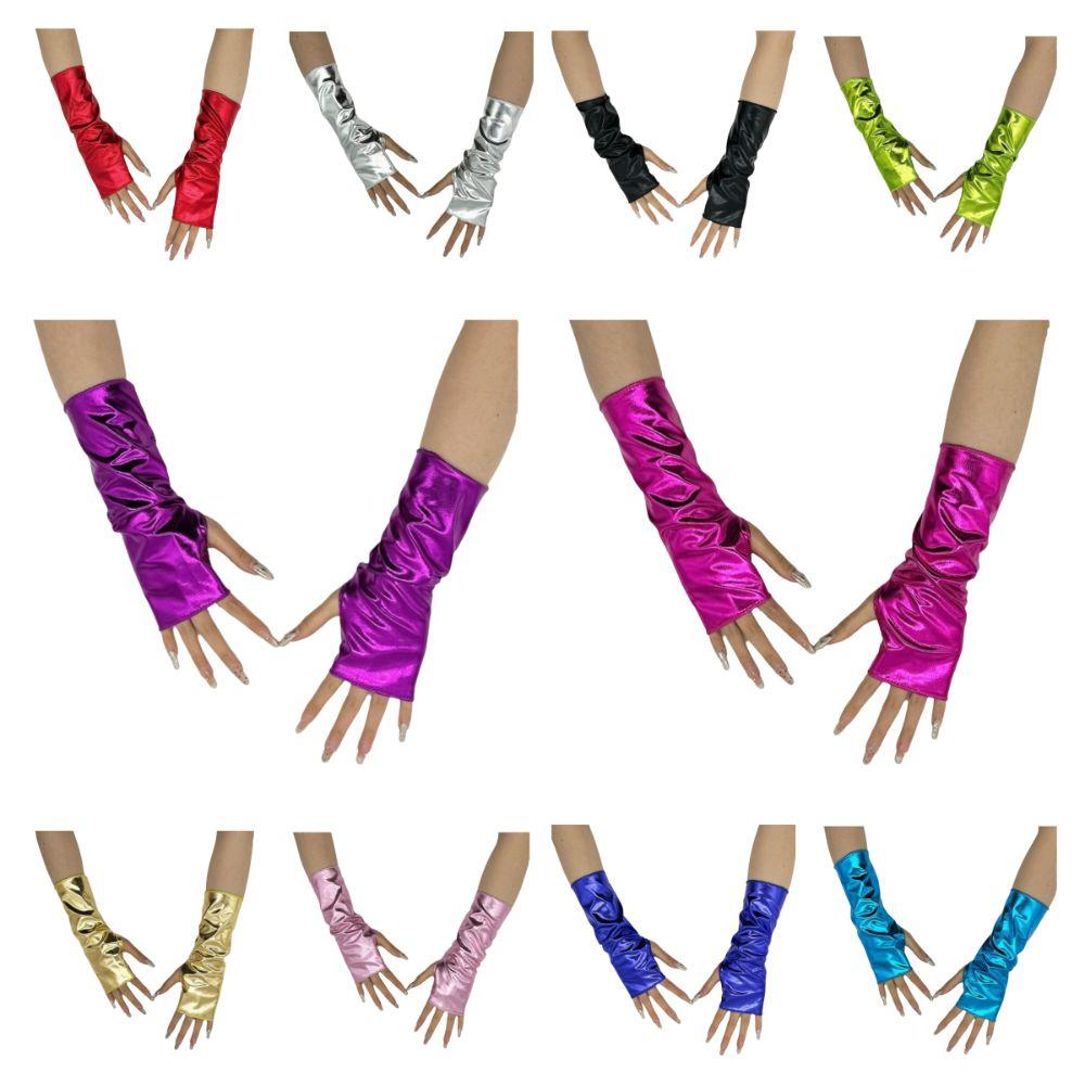 Solid Color Fingerless Mittens Imitation Leather Rock Gloves Punk Style Short Gloves  Friend Gift