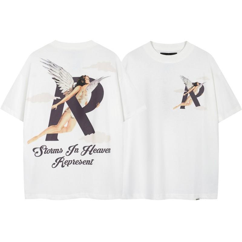 American Vintage High Street T-Shirt Cartoon Print Loose Fit Short Sleeve Men Women Teens