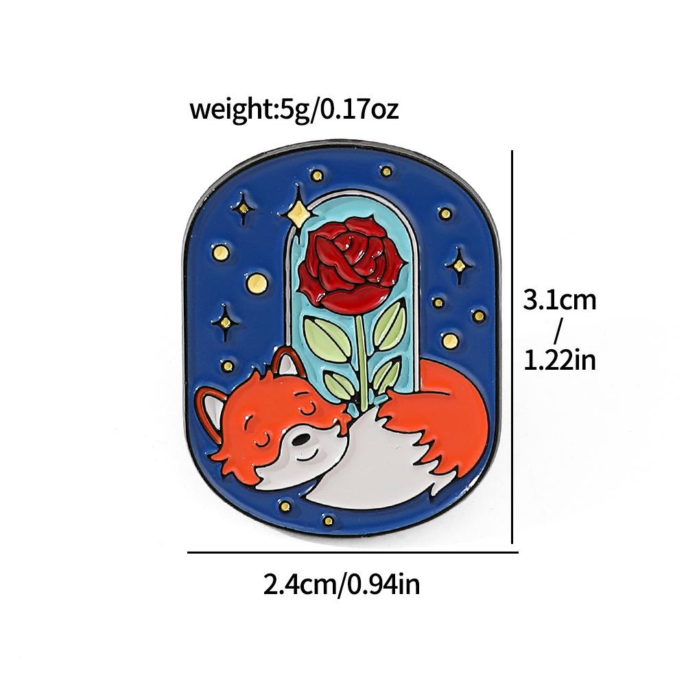Creative Personality Little Prince Metal Badge Rose & Fox Alloy Brooch Pin Decoration