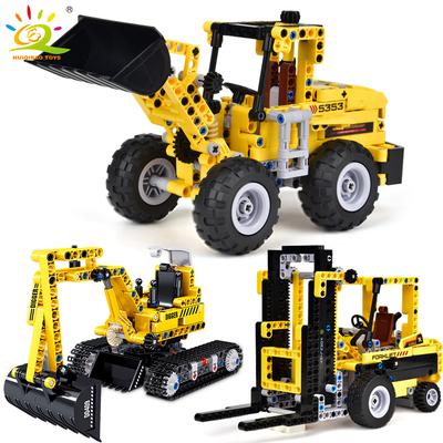 Non-Toxic Engineering Truck Tech Building Block City Construction Toy For Children Adults Excavator Bulldozer Crane Car Brick